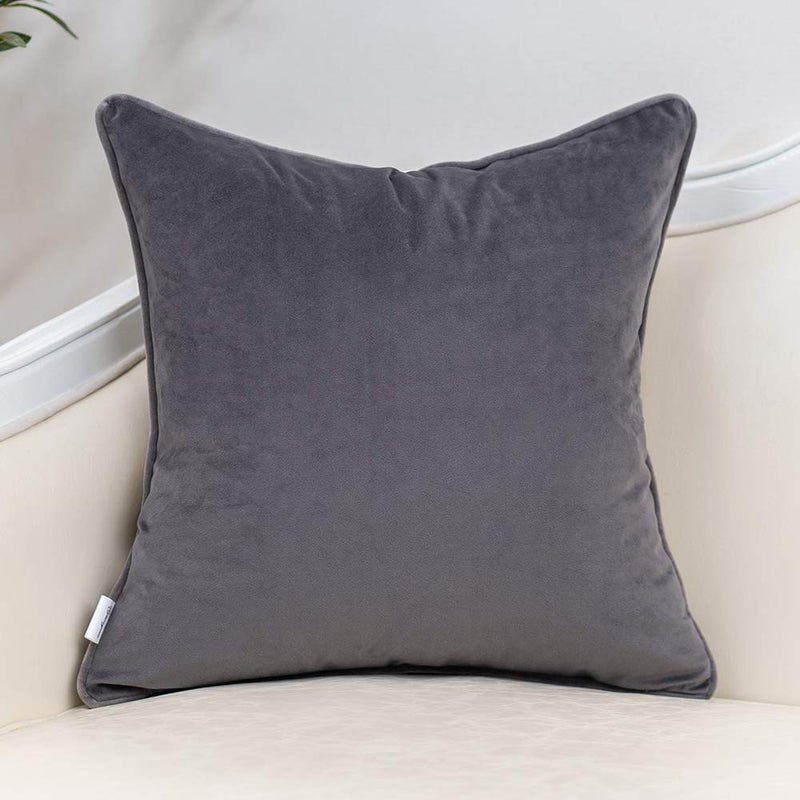 Yangest Grey Striped Throw Pillow Cover Multicolor Velvet Cushion Cover Modern Bohemian Pillowcase for Sofa Couch Bedroom Living Room Home Christmas Decoration,18x18 Inch - Image 2